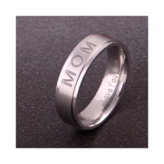 MENCINTAIMU MOM' Titanium Ukiran Ring Women's Ring Hadiah Hari Ibu untuk Ibu Cincin Keanggunan Halus Perhiasan- 9 #, Silver-Intl