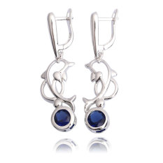 Lumba-Lumba Yang Cantik Wanita Perhiasan Anting-Anting Kristal Putih Berlapis Emas