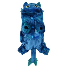 Indah Hewan Peliharaan Kucing Anjing Hangat Coral Velvet Kostum Fly Dragon Halloween Kostum (Biru)-XS-Intl