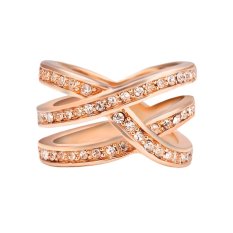 Indonesia Ngumpul Di Sini Big Decoration Bright Rose Emas Warna Cincin Berlian Imitasi (Emas)-Intl