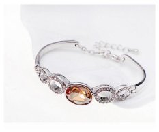 Loveu Wanita Minimalis Yang Unik Fashion Kristal Kehidupan Percintaan Gelang (Gold)-Intl