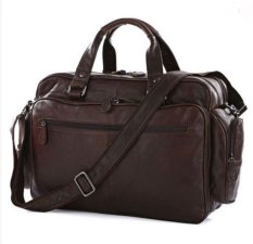 Loyofun Kulit Asli Kulit Yang Sangat Bagus Pria Briefcase Laptop Bag Travel Messenger-Intl