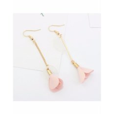 LRC Anting Elegant Pink Flower Pendant Decorated Tassel Design Color Matching Earrings