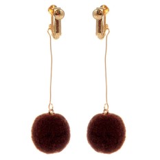 LRC Anting Jepit Fashion Ball Shape Decorated Pom Earrings