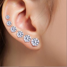 LRC Anting Tusuk Elegant White Diamonds Decorated Geometric Shape Jewelry Sets