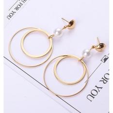LRC Anting Tusuk Fashion Circular Ring Decorated Earrings