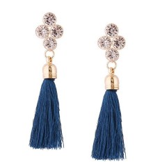 LRC Anting Tusuk Fashion Diamond Decorated Long Tassel Earrings