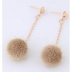 LRC Anting Tusuk Fashion Pure Color Decorated Pom Earrings