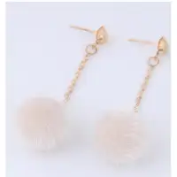 LRC Anting Tusuk Fashion Pure Color Decorated Pom Earrings