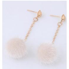 LRC Anting Tusuk Fashion Pure Color Decorated Pom Earrings