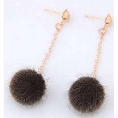 LRC Anting Tusuk Fashion Pure Color Decorated Pom Earrings