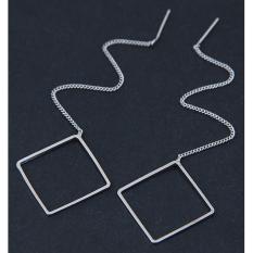 LRC Anting Tusuk Fashion Silver Color Diamond Shape Decorated Earrings