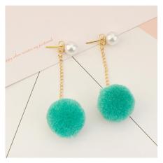LRC Anting Tusuk Sweet Fuzzy Ball&pearls Decorated Pom Earrings