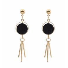 LRC Anting Tusuk Trendy Black Tassel Pendant Decorated Color Matching Simple Earrings
