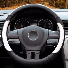 Steering Wheel Covers, Diameter 14 Inch (35.5-36 Cm), Kulit PU, For Musim Penuh, Hitam And Putih-S-Intl