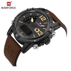 Mewah Merek Naviforce Laki-laki Modis Olahraga Jam Tangan Pria Kuarsa Analog Jam dari Bahan Kulit Militer Anti-Air-Internasional