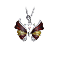 Luxury Elegan Putih Emas Electroplated These Butterflies Liontin Jaringan Kalung Busana Rhinestone Pernikahan Mm X 80mm untuk Hadiah Perhiasan untuk Wanita, China
