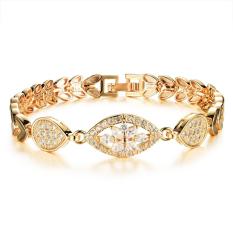 Modis Mewah Berlapis Emas Rantai Link Gelang untuk Wanita Ladies Bersinar AAA Kubik Zircon Crystal Birthday Hadiah Perhiasan-0 Intl