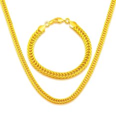 Set Kalung Gelang Mewah For Pria 18 Karat Asli Berlapis Emas Model Baru 55 Cm Set Perhiasan Pria Kalung Gelang Rantai