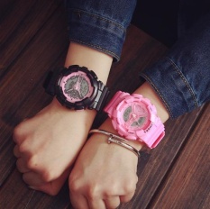 LZZ-set Dua-beberapa Siswa Olahraga Jelly Candy Warna Harajuku Double Display Electronic Watch Khusus Fungsi: GMT, Jam Alarm, Kalender-Powder dan Bubuk Hitam-Intl