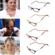 Magnet Kacamata Baca Bisa Digantung Di Leher Lipat Kacamata Kacamata Imitasi Glasses-Brown 4 Diopters -Intl