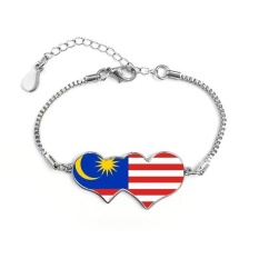 Malaysia Nasional Bendera Asia Negara Simbol Mark Pola Hati Dobel Bentuk Bulat-Cut Kubik Gelang Rantai Hadiah Cinta-Intl
