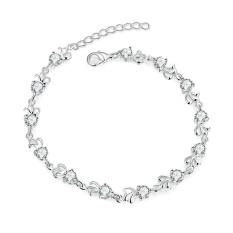 Malaysia Fashion Kepribadian Pola Putih Zirkon Wanita Emas Gelang-Intl