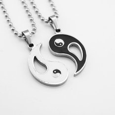 M & C Pair Pasangan Kekasih Baja Delapan Diagram Yin dan Yang Pendant Kalung Pernikahan-Intl