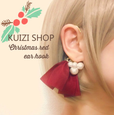 Mas Kapas Natal Mutiara Ikat atau Mewarnai Kait Anting-Anting Buatan Tangan