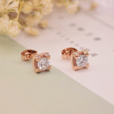 Orang Trendi Emas Mawar 18 K Anting Mosaik Bulat Berlian Titanium Baja