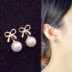 Masuknya orang 18K lucu naik JT baja, Jepang dan Korea Fashion Style anting-anting mutiara anting