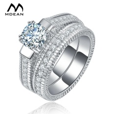 MDEAN Emas Putih Warna Round AAA Zircon Set Ring untuk Women Keterlibatan Khusus Baru Fashion Perhiasan UKURAN 6 7 8 MSR121-Intl