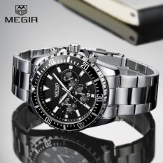 MEGIR 2064 Men's Watch Business Quartz Watches With Stainless Steel Band Chronograph 3Bar Waterproof - intl