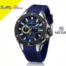 MEGIR Jam Tangan Sport Pria Tali SIlikon Warna Biru