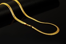 Perhiasan pria kalung gelang 18 karat asli berlapis emas trendi rantai tubuh wanita 55 cm kalung Choker mawar emas rantai