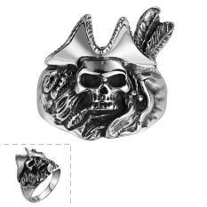 Pria Tengkorak Bajak Laut Titanium Steel Cincin Punk Gothic