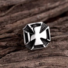 Men Retro Jewelry Non Fading 316L Stainless Steel Cross Modelling Rings for Xmas Gift Size:9# - intl