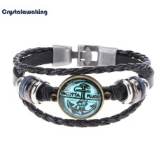 Men Women Charm Eight Diagram Bracelet Jewelry Multilayer Leather Bangle (Black) - intl