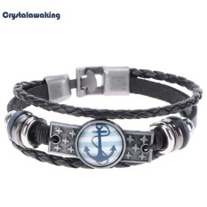 Pria Wanita Charm Delapan Diagram Gelang Perhiasan Multilayer Leather Bangle (Hitam)-Intl