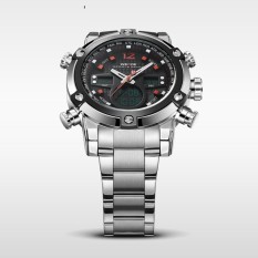Pria Jam Tangan Digital Tampilan Analog 2 Zona Waktu Gerakan WaterResistant 3 ATM Merek Terkenal Relojes-Intl