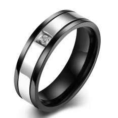 Pria Zirkon Cincin Baja Titanium Cincin Perak Hitam-ต่างประเทศ
