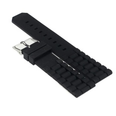 Mens Hitam Silicone Rubber Diver Watch Band Tali untuk Fossil Nate 22mm-Intl