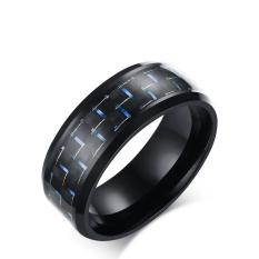 Pria Perhiasan hitam cincin klasik keramik serat karbon Ring
