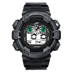 Mens LED Digital Date Sport Karet Kedap Air Alarm Army Watch Jam Tangan BK-Intl