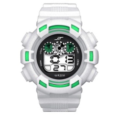 Mens LED Digital Date Sport Karet Kedap Air Alarm Army Watch Arloji Putih
