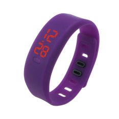Mens Womens Karet LED Watch Date Olahraga Gelang Digital Jam Tangan Ungu