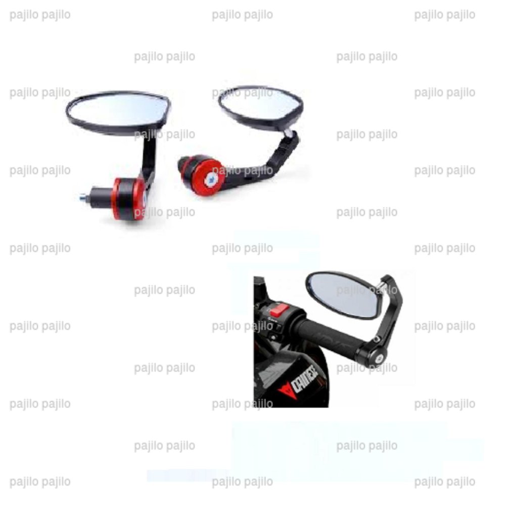 Merah - Universal Besi CNC Spion Stang Setang Jalu End Grip Handle Bar Minor Pendek Fighter Honda Yamaha Suzuki Vario Beat Mio Vixion Xride MX King Dll