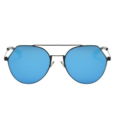 Lampu Besi Polygona Wanita Kacamata Bundar (Hitam Frame Biru Quicksilver)-Intl