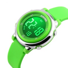 Skmei Colorful LED Digital Anak Girl Green Silicone Strap Jam Tangan Olahaga Mahasiswa Fashion Jam Tangan 1100 Asli (hijau) -Intl