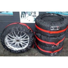 MHS 4 Pcs Mobil Vehicle Tire Tire Roda Sarung Tas Pelindung Pembawa Tote Oranye-Internasional